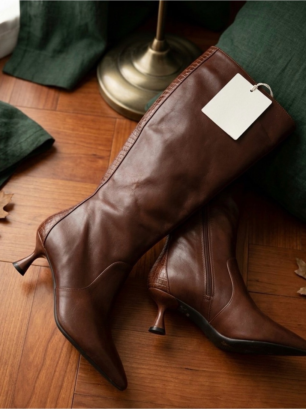 Alex Marie Brown Leather Knee-High Heeled Boots